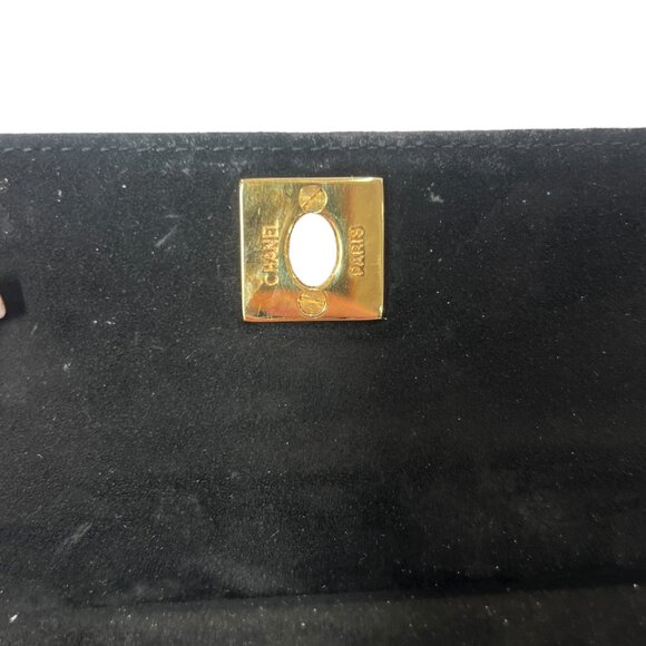 CHANEL Black Suede '96-'97 Gold Turn-Lock Mini Chain Strap Crossbody - Picture 6 of 11